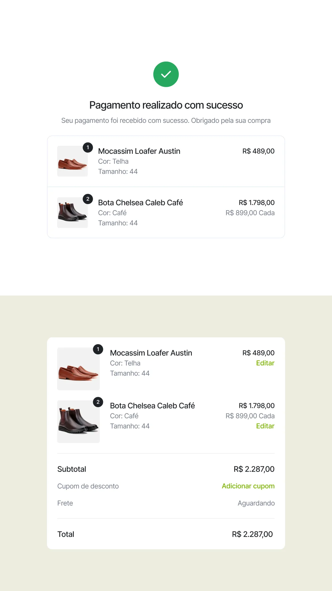 Case checkout: Tela do checkout, página de meio de pagsmento