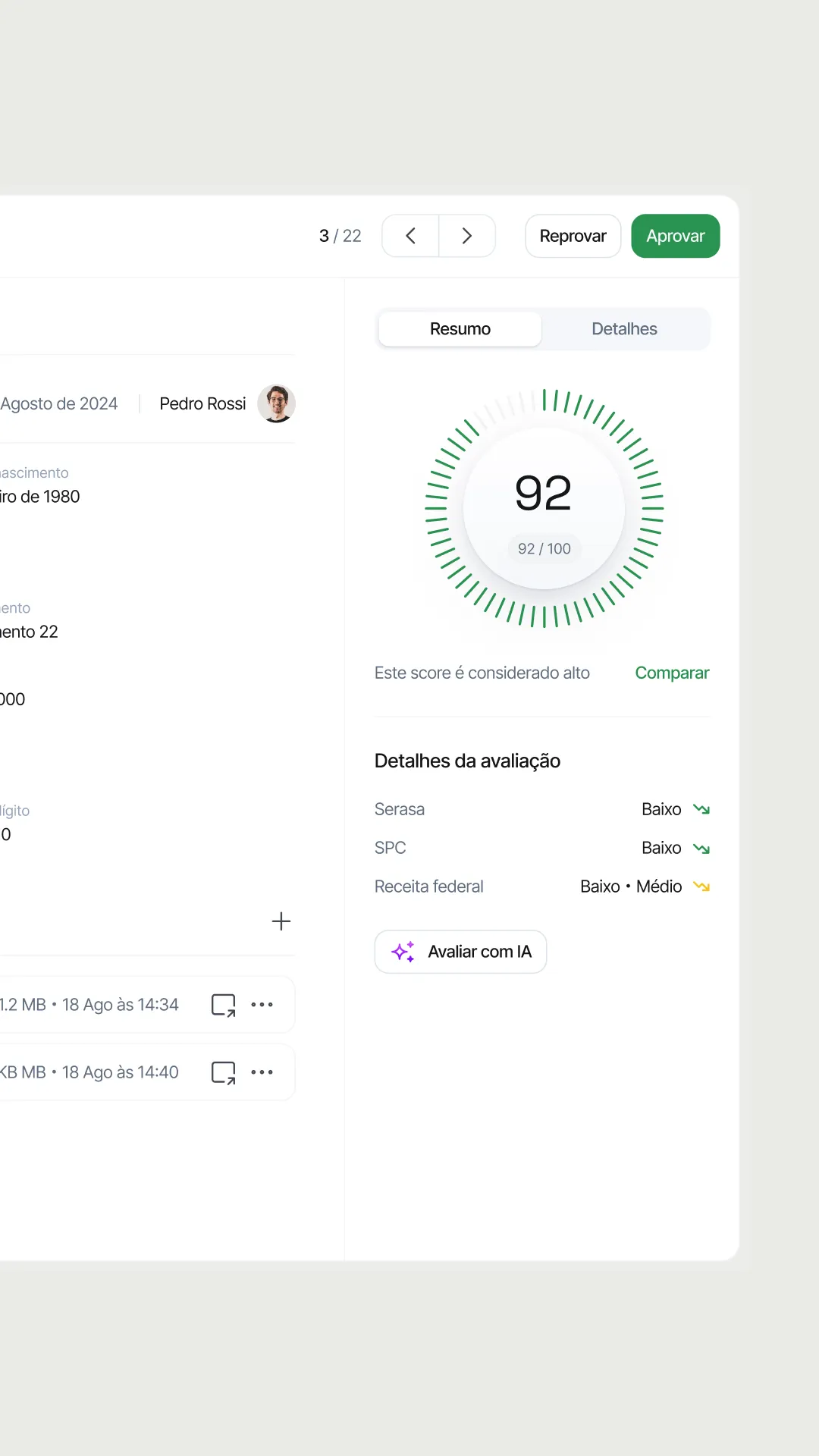 Case Due Dilligence: 3 ilustrações no centro da tela, que ilustram: Upload de arquivo, pasta e anexo