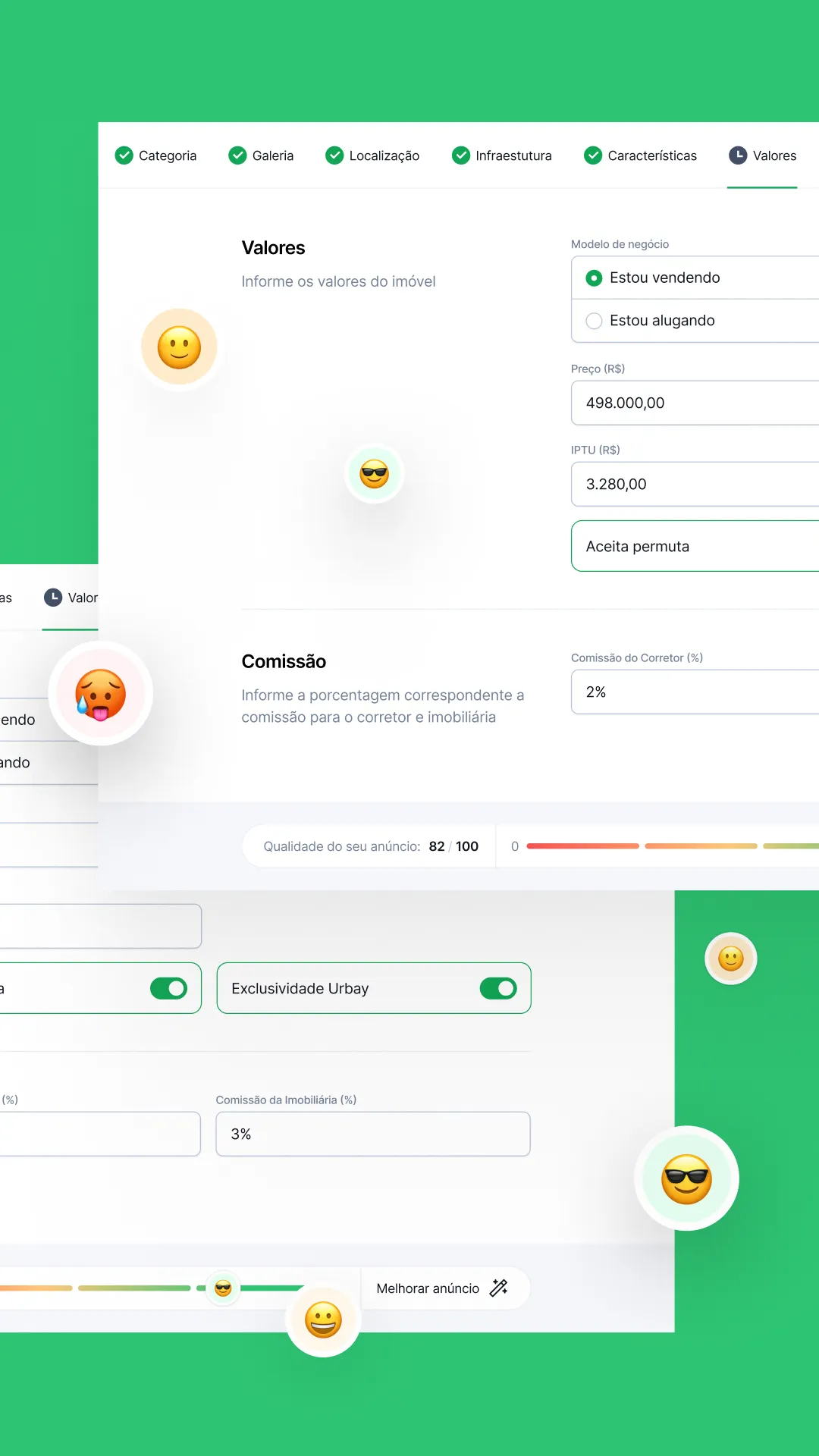 Case Urbay: Fundo verde com a interface da tela de cadastro ao centro
